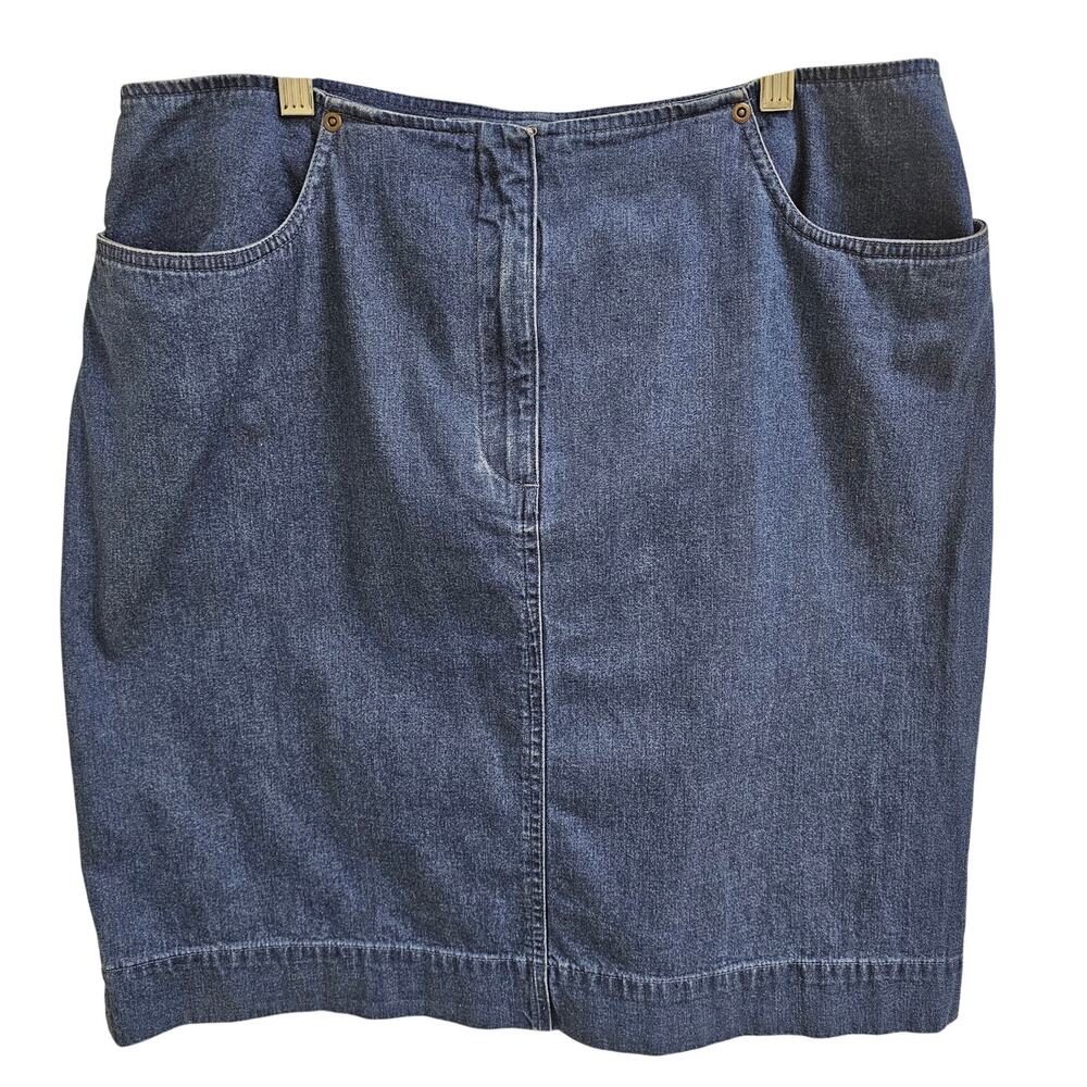 Talbots Vintage Jean Skirt Short Straight A-Line Denim Retro 90s Skirt Size 14